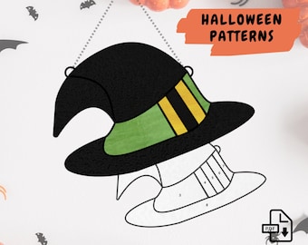 Witch Hat Stained Glass Pattern • Digital Download • Halloween Pattern