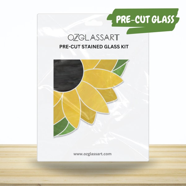 Kit de vitraux prédécoupés de coin de tournesol - Kit de prédécoupe de tournesol de vitrail - Kit de verre bricolage