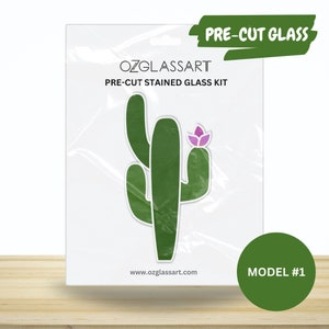 Vorgeschnittenes Kaktus-Buntglas-Kit - Glasmalerei-Kaktus-Kit, vorgeschnittenes Glas-Kit - DIY-Glas-Kit, Mosaik, Sprungbrett
