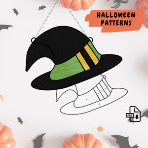Witch Hat Stained Glass Pattern • Digital Download • Halloween Pattern