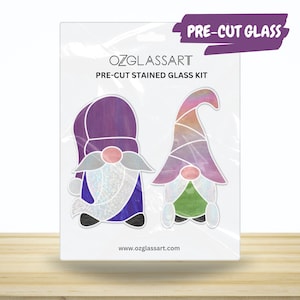 Vorgeschnittene Gnome Glasmalerei-Kit - Glas-Wichtel Pre-cut Kit - DIY Glas-Kit