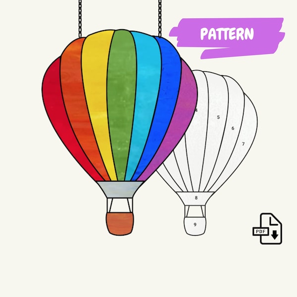 Air Balloon Suncatcher Pattern •  Stained Glass Air Balloon Pattern •  Digital PDF Download For LGBTQ Pride