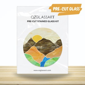 Pre-cut Stained Glass Mountain Kit - Stained Glass Kit, Pre-cut glass Kit - DIY Glass Kit For Stained Glass, Mosaic, Stepping Stone
