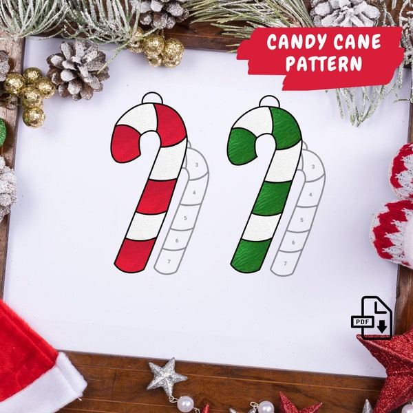 Candy Cane Christmas Stained Glass Pattern • Easy Christmas Ornament Pattern