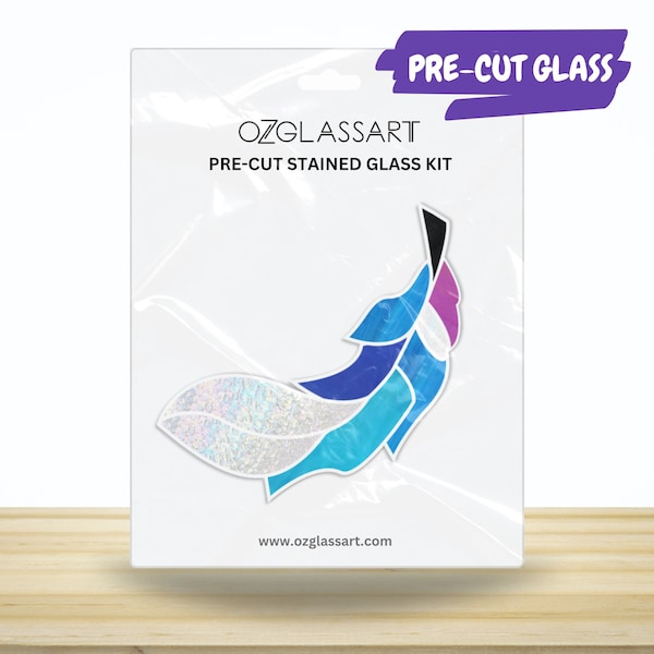 Kit de plumas de vitral precortadas: Proyecto de mosaico DIY (18 x 14 cm)
