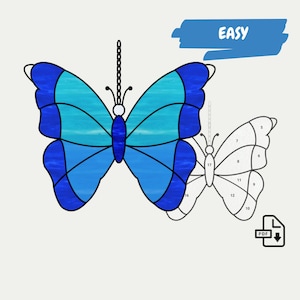 Butterfly stained glass pdf pattern • Butterfly suncatcher easy pattern • Digital PDF Download
