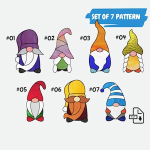 Pakket met glas-in-loodpatronen kabouter • Eenvoudige patronen voor glas-in-lood kabouters