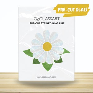 PreCut Daisy Stained Glass Kit - Stained Glass Daisy Flower Pre-Cut Kit, DIY