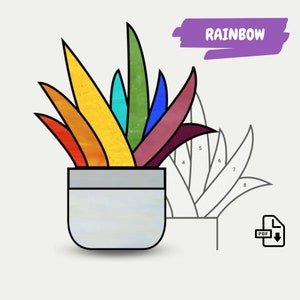 Beginner stained glass succulent pattern to download • Digital PDF Pattern
