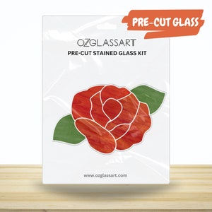 Vorgeschnittene Rose Glasmalerei-Kit - Glasmalerei Rote Rose vorgeschnittene Kit - DIY Glas-Kit