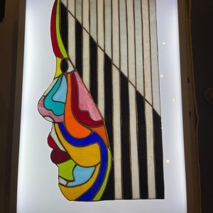 Stained glass panel, Modern stained glass art | Stained glass home decor | 60x30 CM
