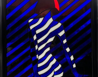 Stained Glass Woman Art Panel, Modern Home Decor