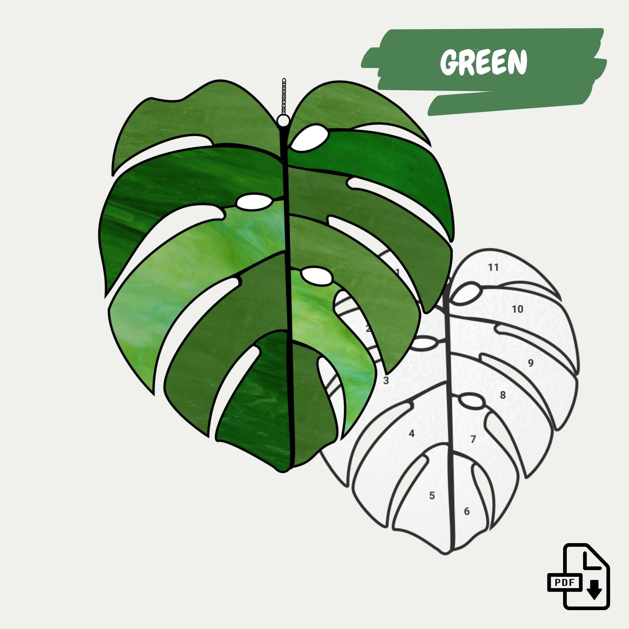 Leaf Stained Glass Patterns to Download Digital Patterns Etsy