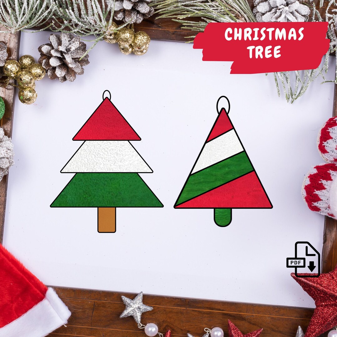 Christmas Tree Stained Glass Pattern • Easy DIY Ornament (PDF Pattern ...