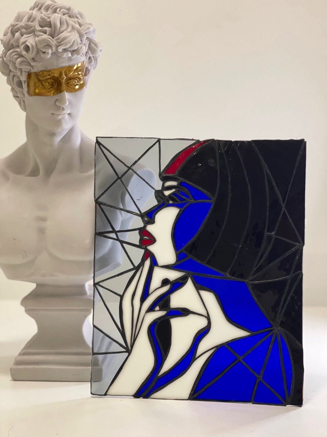 Stained Glass Women Stained Glass Girl Panel Glass Art Decor Etsy