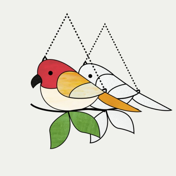 Beginner Pattern Bird Stained Glass Pattern Easy Bird Etsy