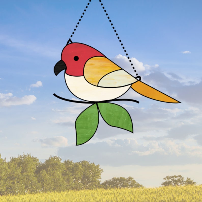 Beginner Stained Glass Pattern Easy Bird Stained Glass Etsy