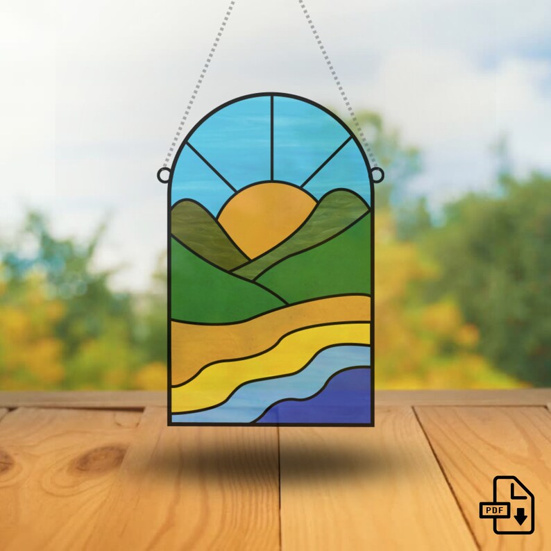 Digital PDF Download Landscape Stained Glass Pattern - Etsy
