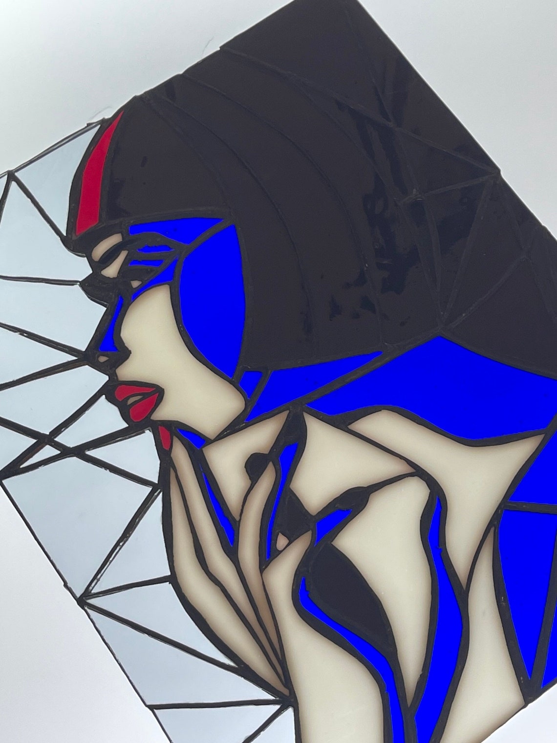 Stained Glass Women Stained Glass Girl Panel Glass Art Decor Etsy