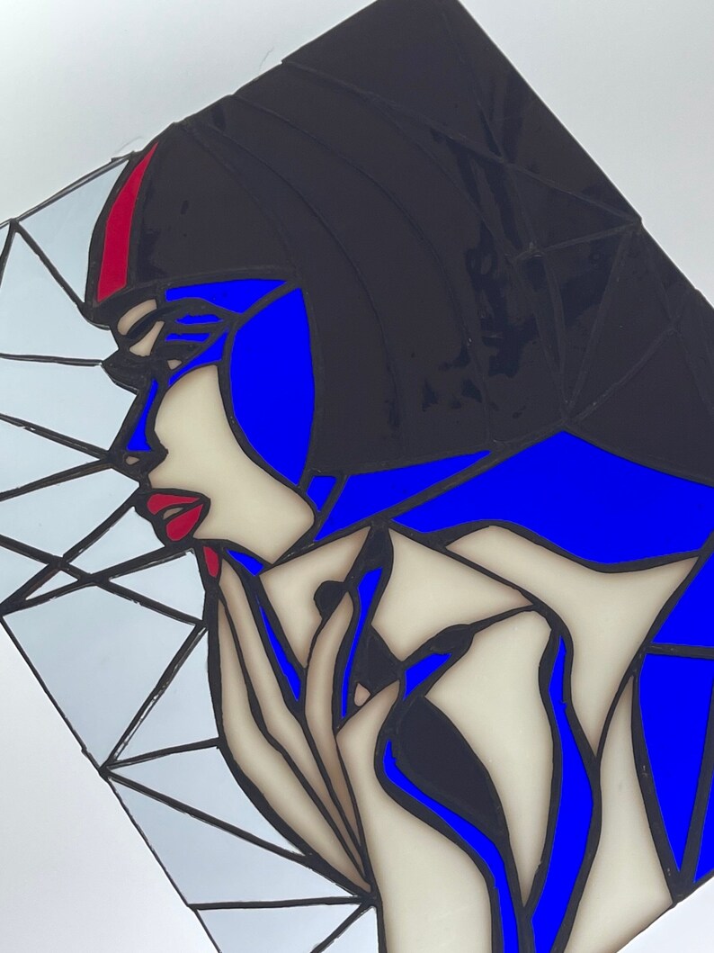Stained Glass Women Stained Glass Girl Panel Glass Art Decor Etsy