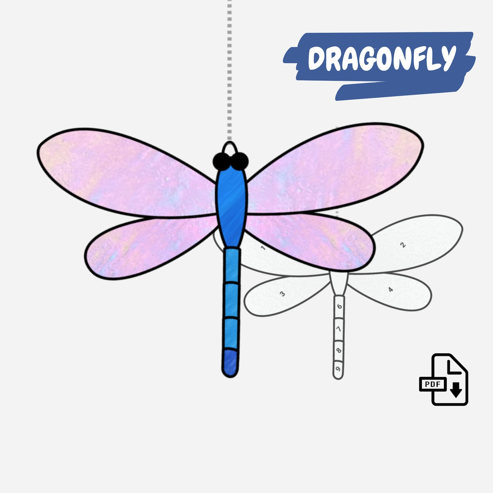 Dragonfly Stained Glass Pattern Beginner Dragonfly Etsy