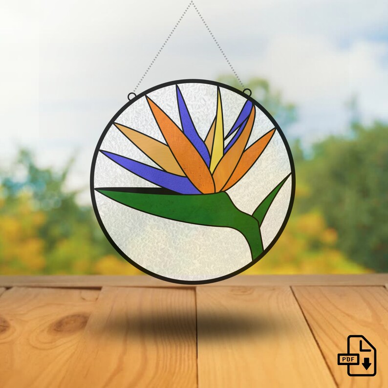 Bird of Paradise Stained Glass Pattern, Strelitzia Flower Suncatcher ...