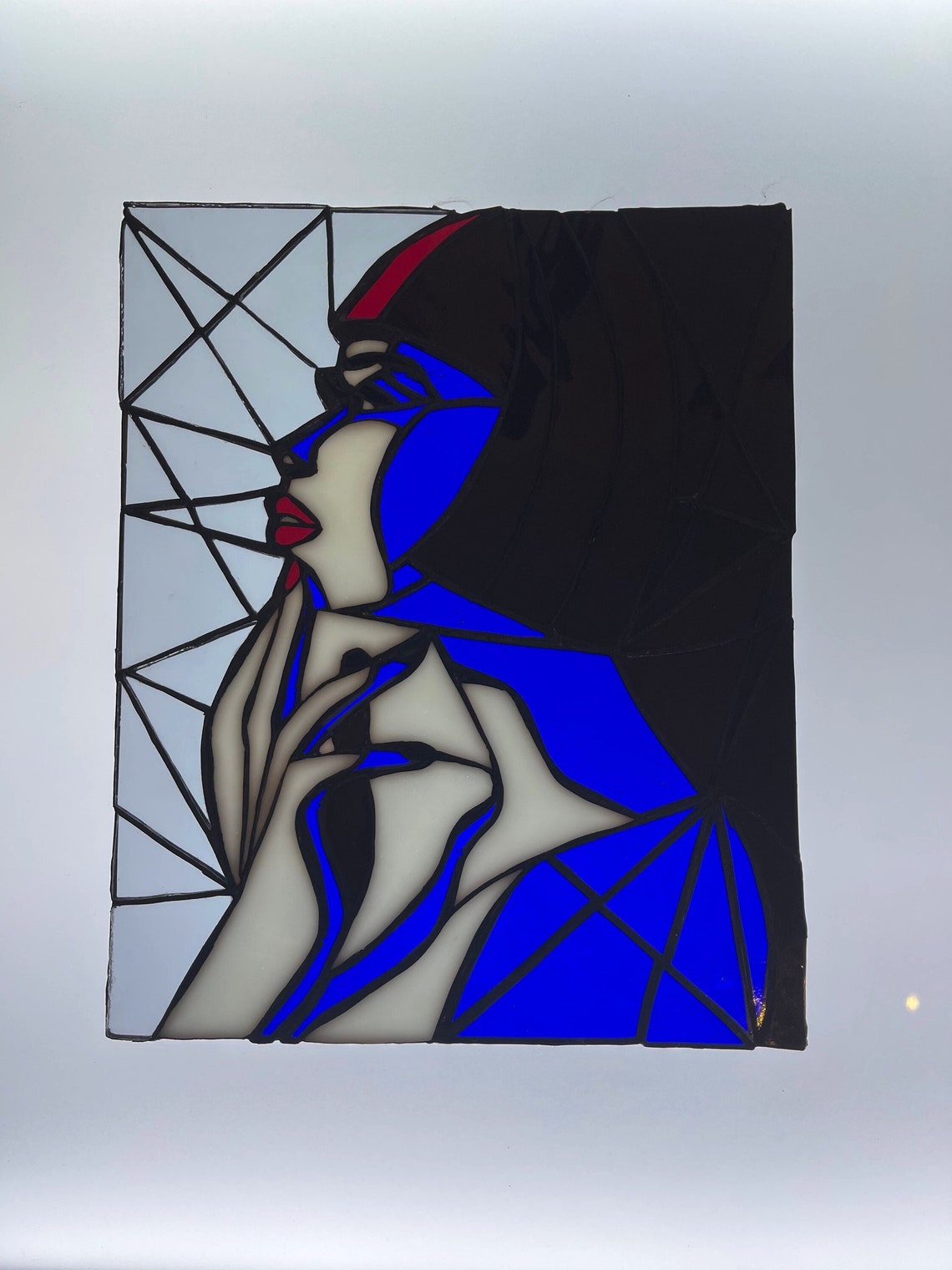 Stained Glass Women Stained Glass Girl Panel Glass Art Decor Etsy