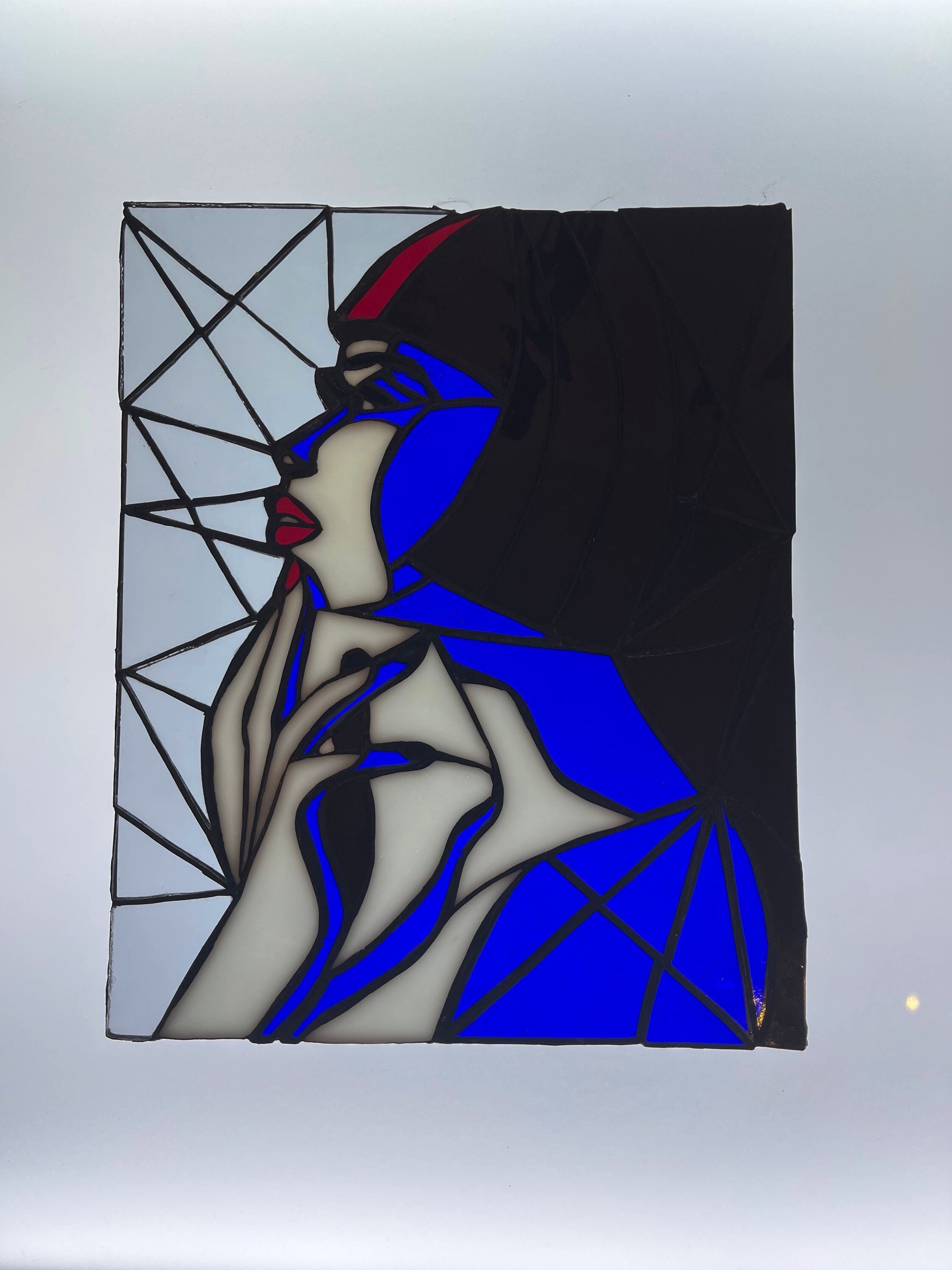Stained Glass Women Stained Glass Girl Panel Glass Art Decor Etsy