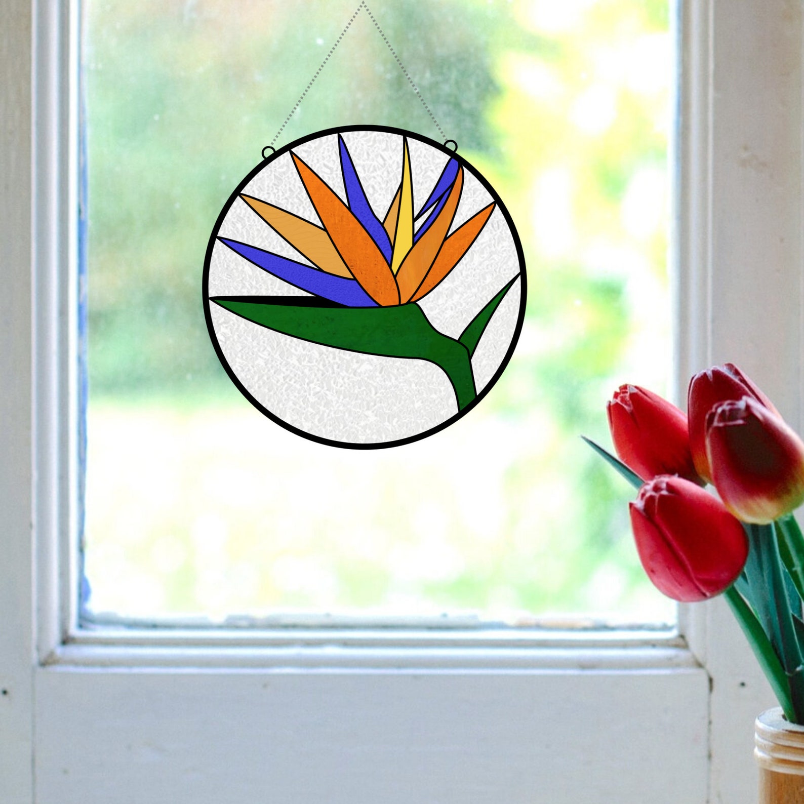 Bird of Paradise Stained Glass Pattern, Strelitzia Flower Suncatcher ...