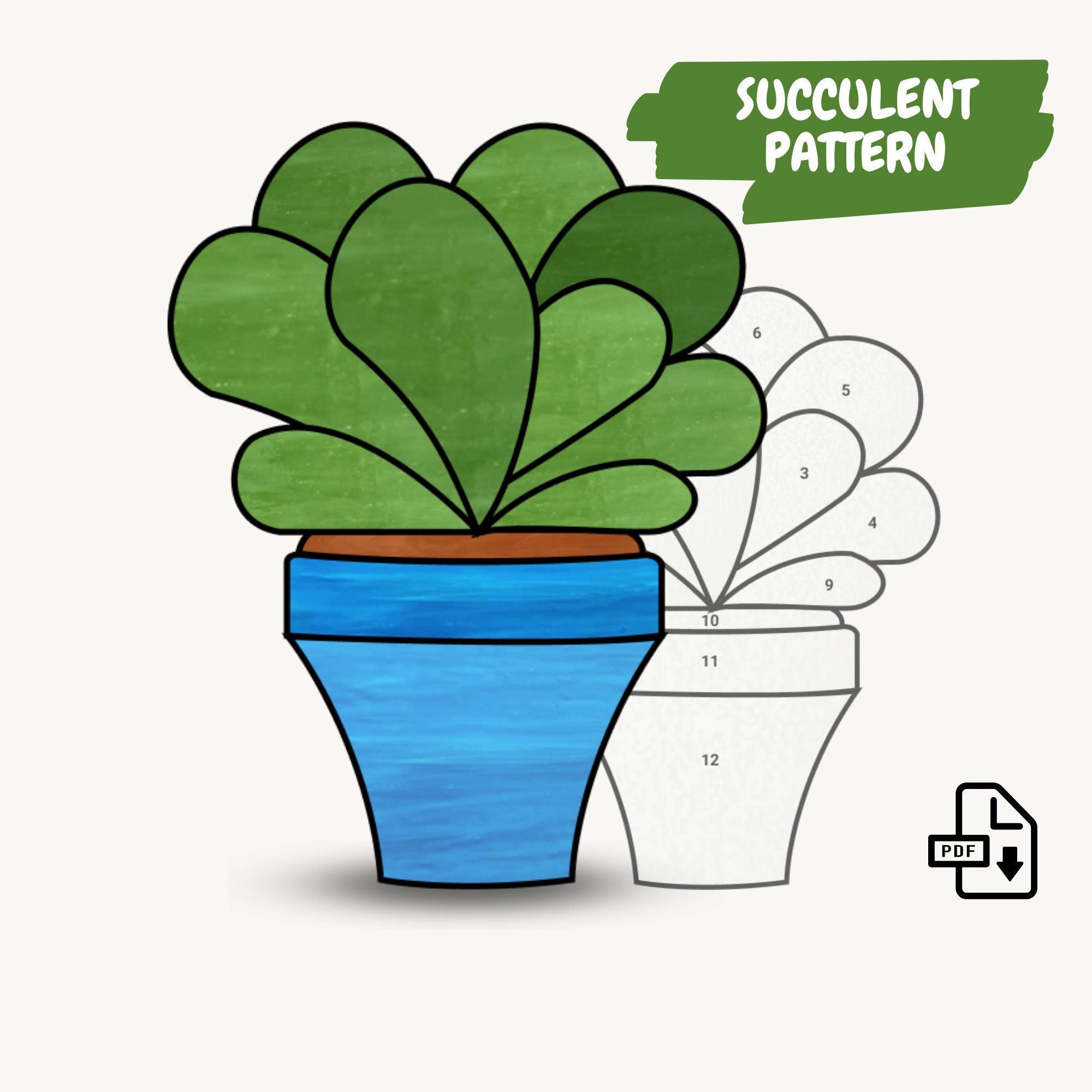 Five Stained Glass Succulent Patterns • Easy Succulent Plants Stained Glass  • Download PDF Patterns - Etsy, image size:2000x2000