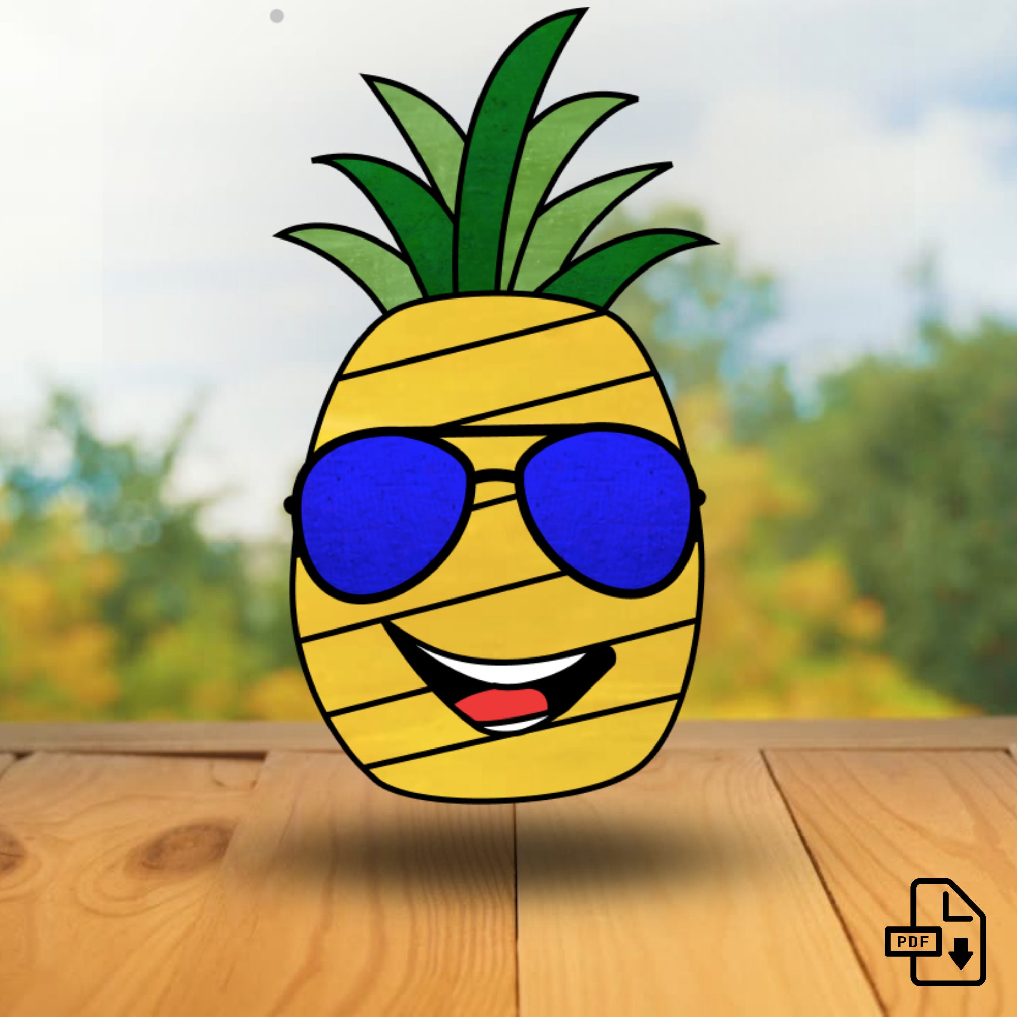 パイナップルさんのステンドグラスパターン • 3Dフルーツデザイン