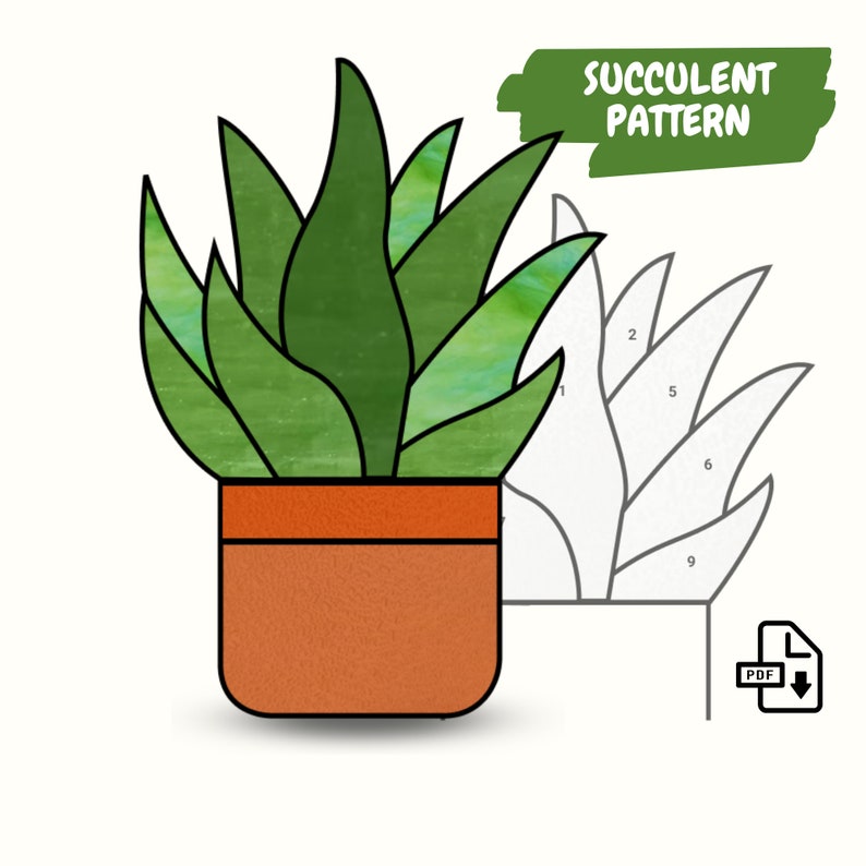 Five Stained Glass Succulent Patterns Easy Succulent Plants - Etsy