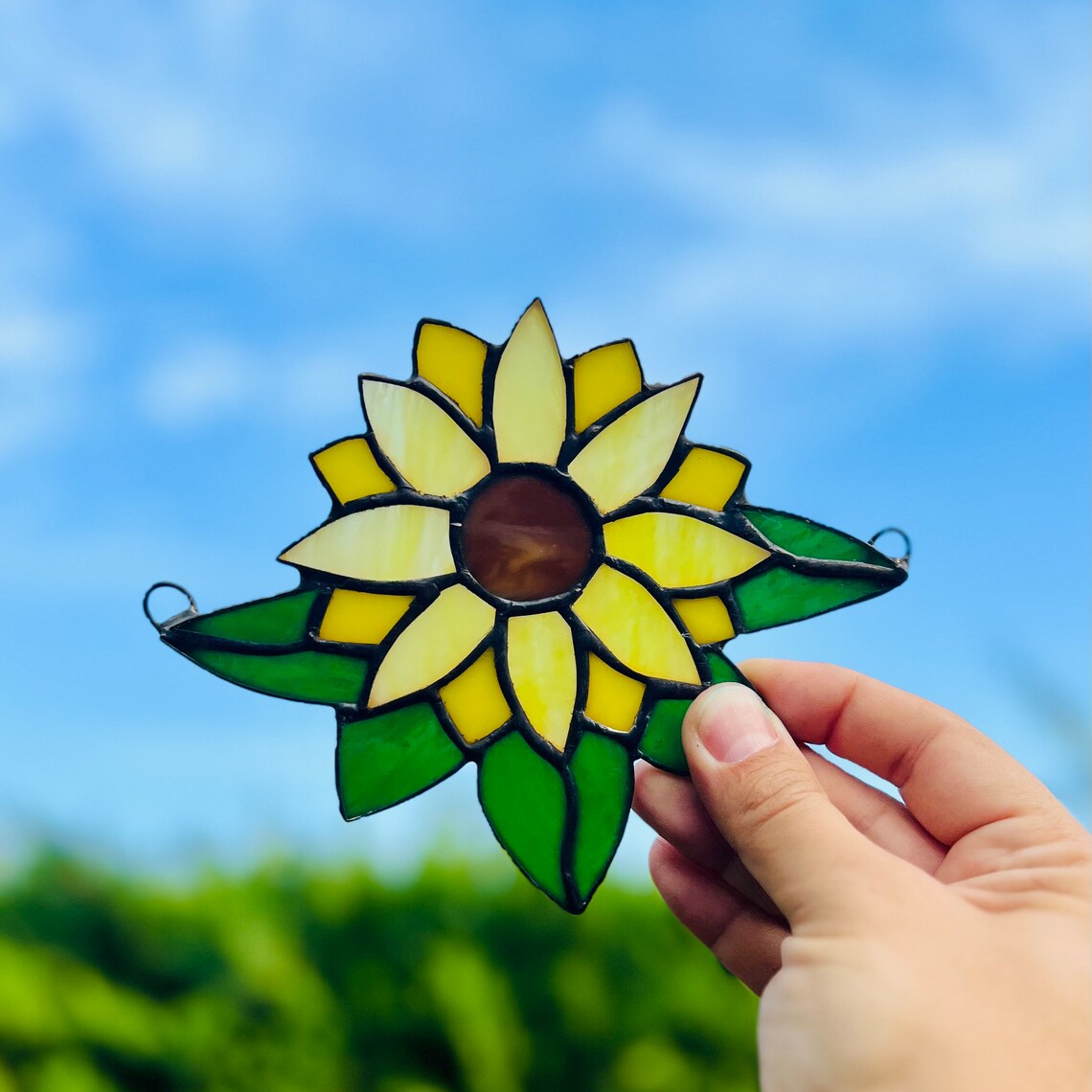 Sunflower Suncatcher Pattern Stained Glass Sunflower Pattern Etsy