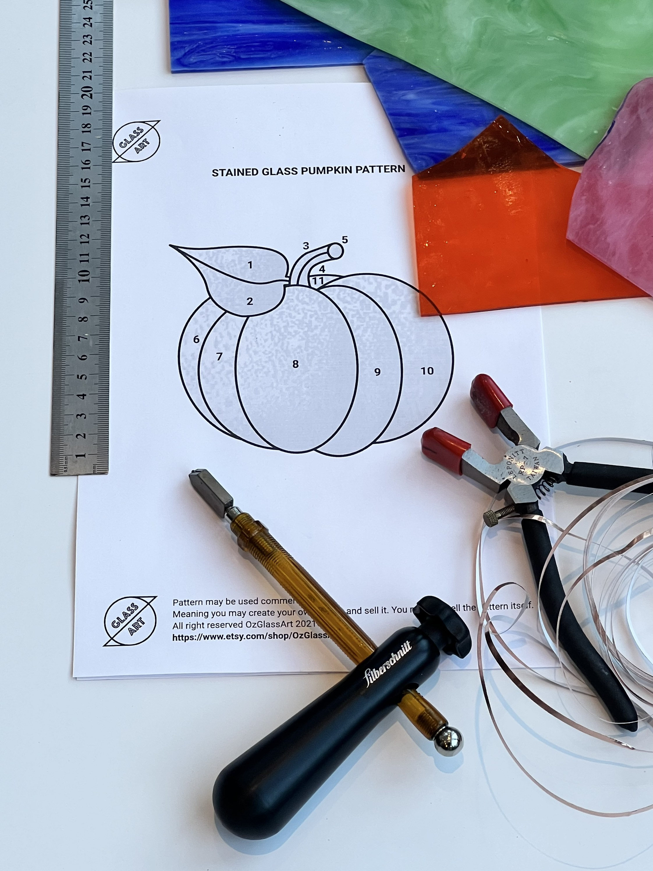 Pumpkin Stained Glass Pattern for Beginners Digital Instant | Etsy