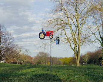 Red Tractor as wind spinner to decoration your garden or balcony