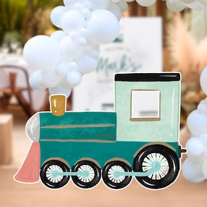 Decoración Cumpleaños Tren Decoración Grande Tren Verde Moderno Segundo Cumpleaños Imprimible Todo A Bordo