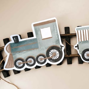 Chugga Chugga Two Two Birthday Decoration Train Banner Green Train Second Birthday Printable All Aboard Boys or Girls Birthday Decor