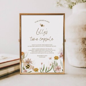 First Bee Day Party Decoration Time Capsule 1st Bee Birthday Party Decor Floral Bee 1st Birthday Decor Honey Bee Decor Editable BeeDay Sign
