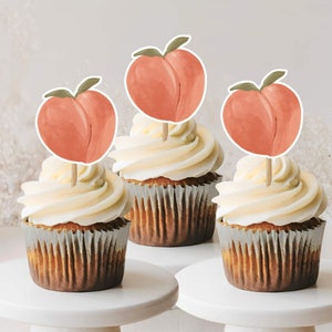 One Sweet Peach Birthday Cupcake and Cake Topper for Peach Themed First Birthday Party / Editable One Sweet Peach Decoration