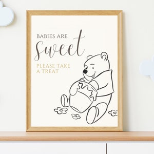Winnie the Pooh Elegant Baby Shower Favors Sign. Favors Sign Digital Download. Winnie the Pooh Art.