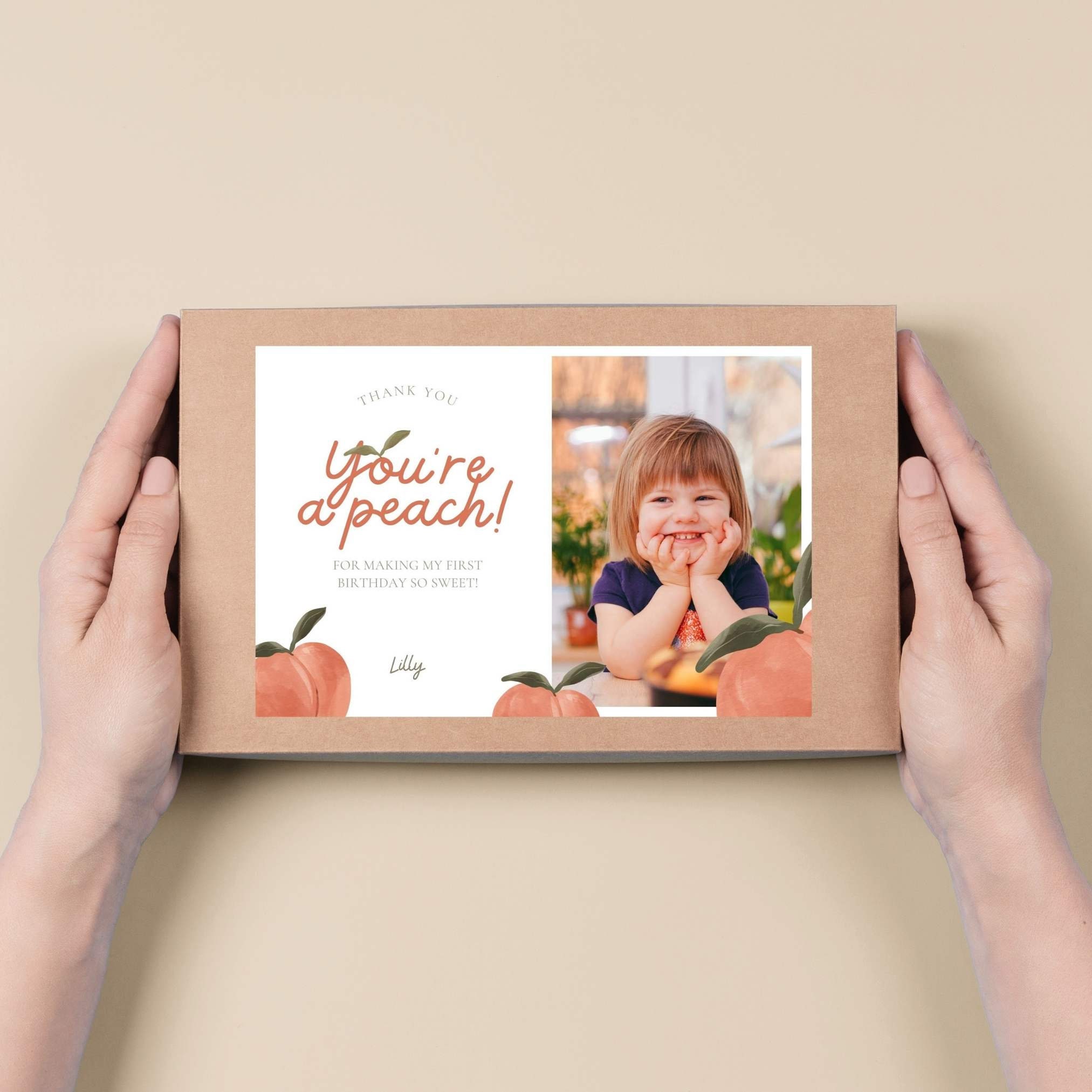 Sweet Peach First Birthday Thank You Card: Editable Template - Etsy