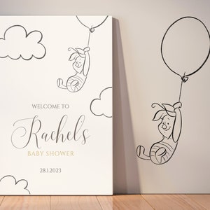Winnie the Pooh Elegant Baby Shower Welcome Sign. Welcome Sign Digital Download. Winnie the Pooh Art.