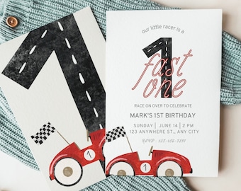 Fast One Racing Car 1st Birthday Invitation (Digital Download)