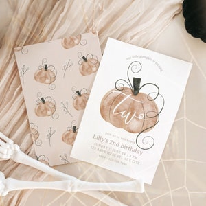 EDITIERBAR Unser kleiner Kürbis Geburtstagseinladung Kürbis Geburtstag Herbst Boho Kürbis Geburtstag kleiner Kürbis Digitale Einladung Boho