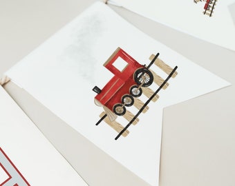 Chugga Chugga Two Two Decorations, Train Birthday Banner, Red Train Second Birthday Decor, All Aboard Boys Birthday Decor