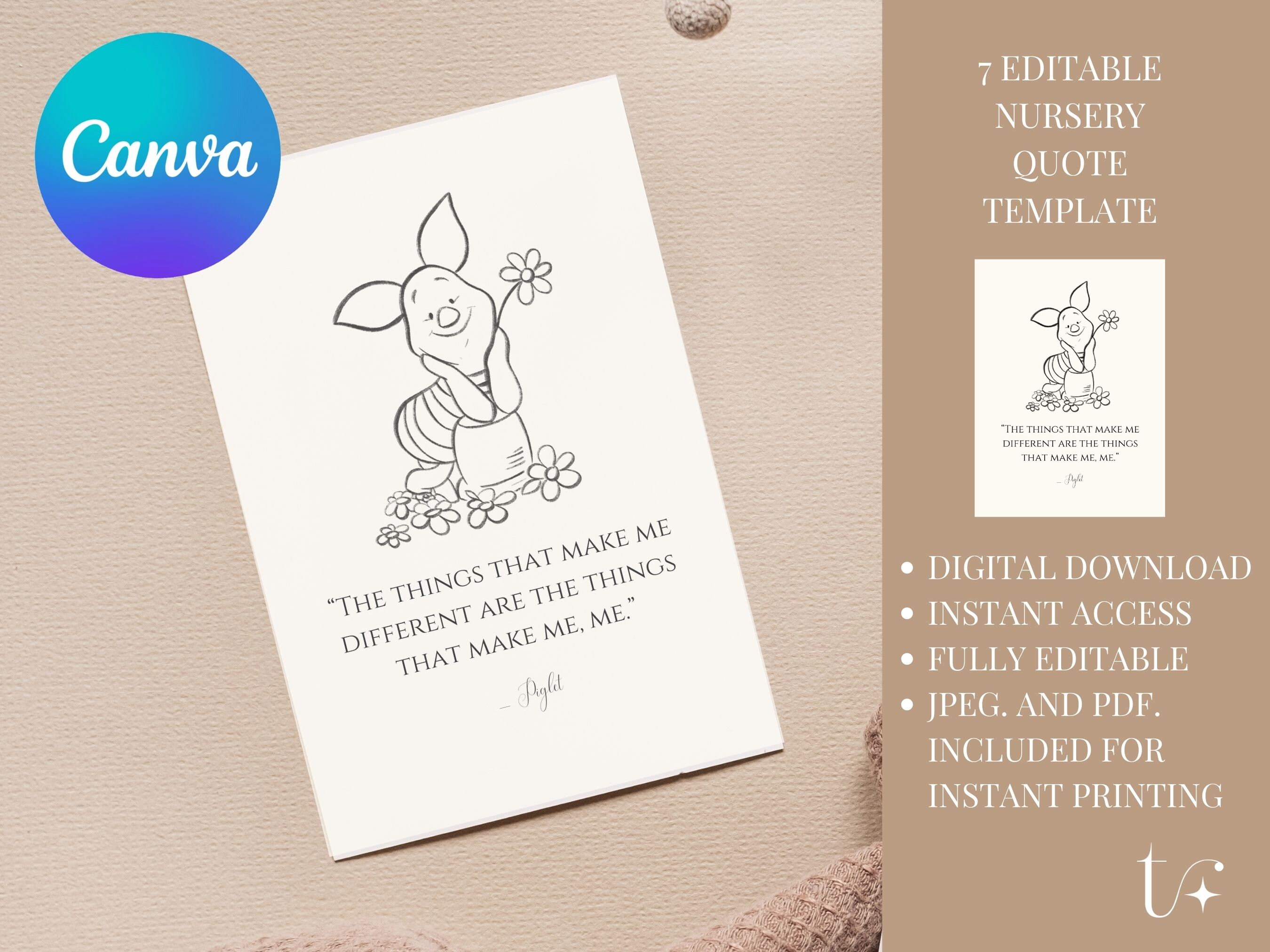 7 Winnie the Pooh Quotes. Simple Nursery Printables. Favors - Etsy