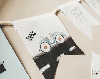 Two Fast Birthday Banner: Vintage Race Car Decor (Printable Template)