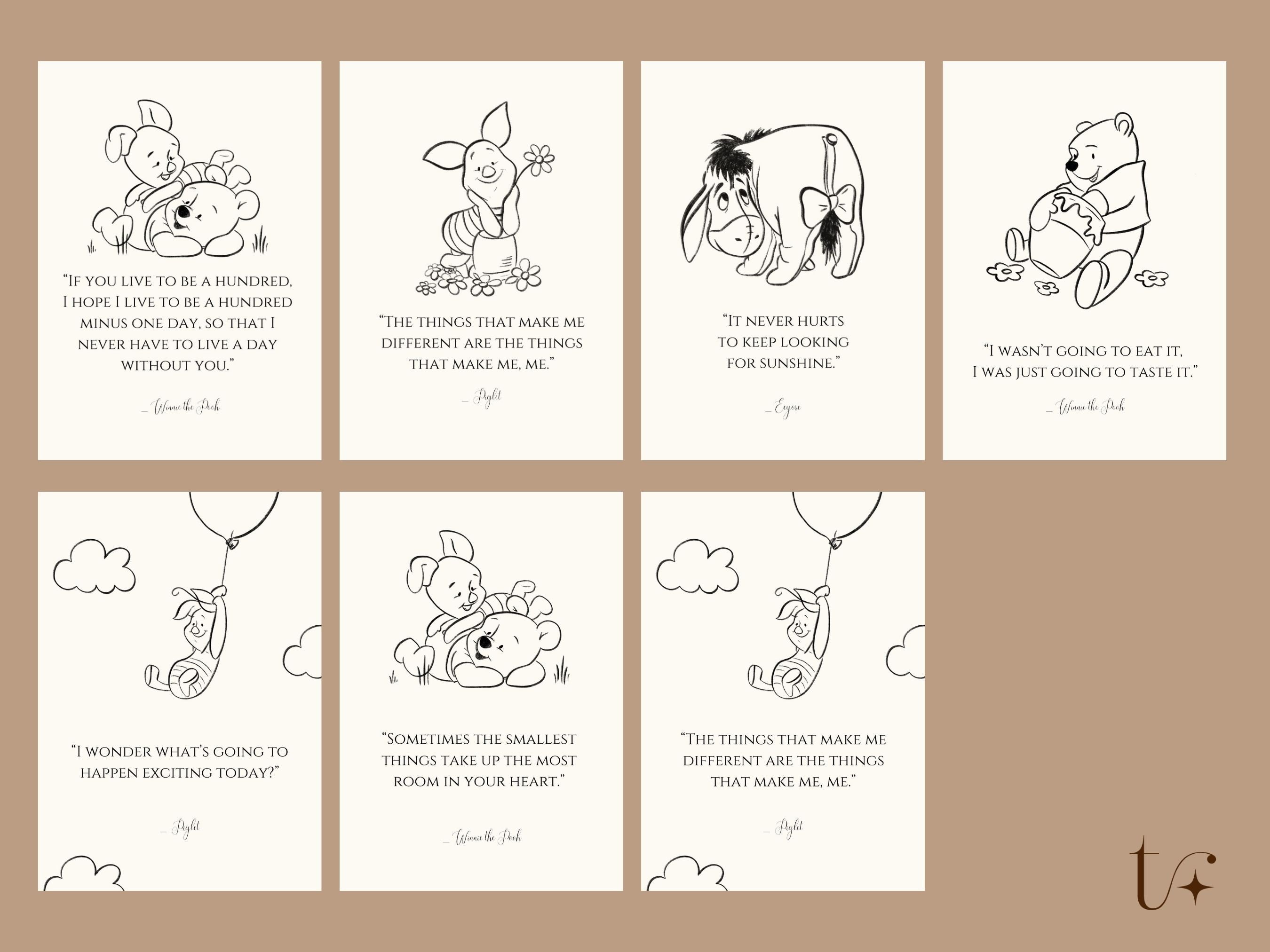 7 Winnie the Pooh Quotes. Simple Nursery Printables. Favors - Etsy