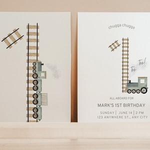 Train Birthday Invitation Modern Train Birthday Party Invitation Editable Digital Template INSTANT DOWNLOAD