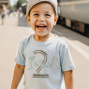 Chugga Chugga Two Two Tshirt PNG Train Birthday, Editable Boy Second Birthday Shirt Design Template